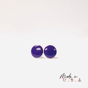 Solid Round Earrings - Royal Purple